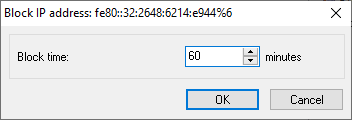 The Block IP address window
